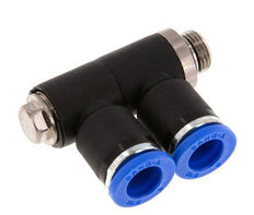 8mm x G1/8'' 2-way Manifold Messing/PA 66 Insteekfitting Buitendraad Draaibaar NBR