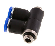 8mm x G1/8'' 2-way Manifold Messing/PA 66 Insteekfitting Buitendraad Draaibaar NBR