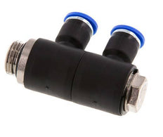 6mm x G1/4'' 2-way Manifold Messing/PA 66 Insteekfitting Buitendraad Draaibaar NBR
