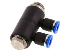 6mm x G1/4'' 2-way Manifold Messing/PA 66 Insteekfitting Buitendraad Draaibaar NBR