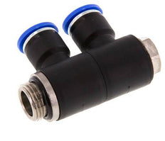 10mm x G3/8'' 2-way Manifold Messing/PA 66 Insteekfitting Buitendraad Draaibaar NBR