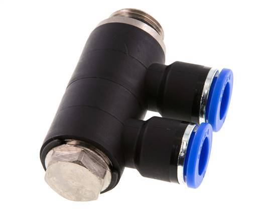 10mm x G3/8'' 2-way Manifold Messing/PA 66 Insteekfitting Buitendraad Draaibaar NBR