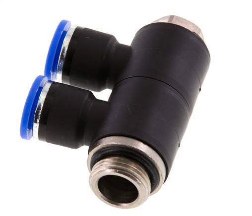 10mm x G3/8'' 2-way Manifold Messing/PA 66 Insteekfitting Buitendraad Draaibaar NBR