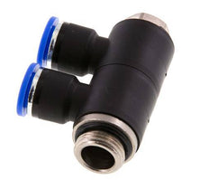 10mm x G3/8'' 2-way Manifold Messing/PA 66 Insteekfitting Buitendraad Draaibaar NBR