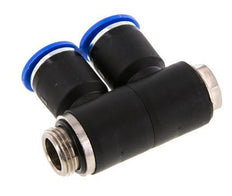 12mm x G3/8'' 2-way Manifold Messing/PA 66 Insteekfitting Buitendraad Draaibaar NBR