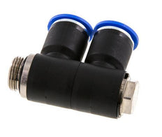 12mm x G3/8'' 2-way Manifold Messing/PA 66 Insteekfitting Buitendraad Draaibaar NBR