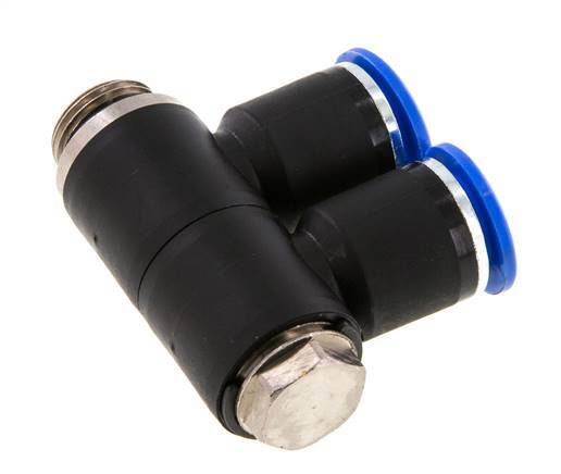 12mm x G3/8'' 2-way Manifold Messing/PA 66 Insteekfitting Buitendraad Draaibaar NBR