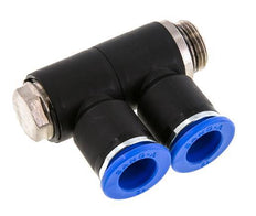 12mm x G3/8'' 2-way Manifold Messing/PA 66 Insteekfitting Buitendraad Draaibaar NBR