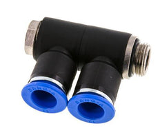 12mm x G3/8'' 2-way Manifold Messing/PA 66 Insteekfitting Buitendraad Draaibaar NBR
