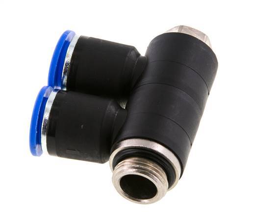 12mm x G3/8'' 2-way Manifold Messing/PA 66 Insteekfitting Buitendraad Draaibaar NBR