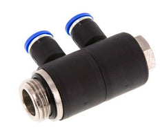 8mm x G1/2'' 2-way Manifold Messing/PA 66 Insteekfitting Buitendraad Draaibaar NBR