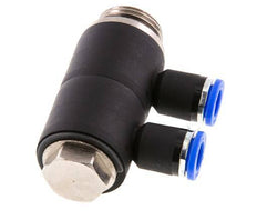 8mm x G1/2'' 2-way Manifold Messing/PA 66 Insteekfitting Buitendraad Draaibaar NBR