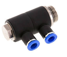 8mm x G1/2'' 2-way Manifold Messing/PA 66 Insteekfitting Buitendraad Draaibaar NBR