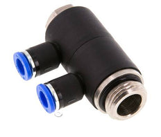 8mm x G1/2'' 2-way Manifold Messing/PA 66 Insteekfitting Buitendraad Draaibaar NBR