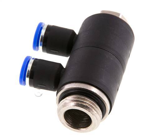 8mm x G1/2'' 2-way Manifold Messing/PA 66 Insteekfitting Buitendraad Draaibaar NBR