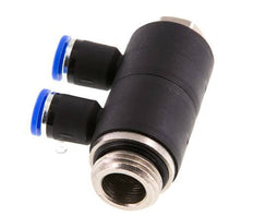 8mm x G1/2'' 2-way Manifold Messing/PA 66 Insteekfitting Buitendraad Draaibaar NBR