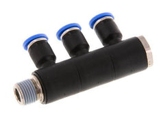 4mm x R1/8'' 3-way Manifold Messing/PA 66 Insteekfitting Buitendraad Draaibaar NBR