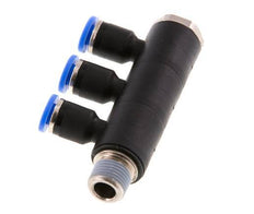 4mm x R1/8'' 3-way Manifold Messing/PA 66 Insteekfitting Buitendraad Draaibaar NBR