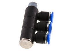 6mm x R1/8'' 3-way Manifold Messing/PA 66 Insteekfitting Buitendraad Draaibaar NBR
