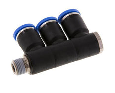 8mm x R1/8'' 3-way Manifold Messing/PA 66 Insteekfitting Buitendraad Draaibaar NBR