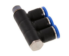 8mm x R1/8'' 3-way Manifold Messing/PA 66 Insteekfitting Buitendraad Draaibaar NBR