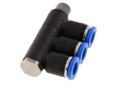 8mm x R1/8'' 3-way Manifold Messing/PA 66 Insteekfitting Buitendraad Draaibaar NBR