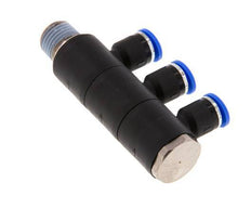 6mm x R1/4'' 3-way Manifold Messing/PA 66 Insteekfitting Buitendraad Draaibaar NBR