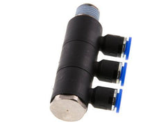 6mm x R1/4'' 3-way Manifold Messing/PA 66 Insteekfitting Buitendraad Draaibaar NBR