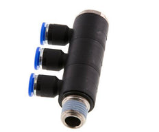 6mm x R1/4'' 3-way Manifold Messing/PA 66 Insteekfitting Buitendraad Draaibaar NBR