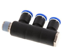 8mm x R1/4'' 3-way Manifold Messing/PA 66 Insteekfitting Buitendraad Draaibaar NBR