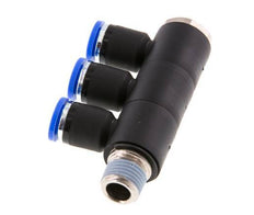 8mm x R1/4'' 3-way Manifold Messing/PA 66 Insteekfitting Buitendraad Draaibaar NBR