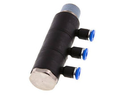 4mm x R3/8'' 3-way Manifold Messing/PA 66 Insteekfitting Buitendraad Draaibaar NBR