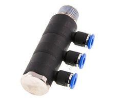 6mm x R3/8'' 3-way Manifold Messing/PA 66 Insteekfitting Buitendraad Draaibaar NBR