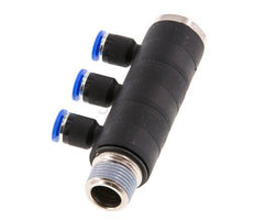 6mm x R3/8'' 3-way Manifold Messing/PA 66 Insteekfitting Buitendraad Draaibaar NBR