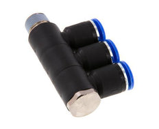 12mm x R3/8'' 3-way Manifold Messing/PA 66 Insteekfitting Buitendraad Draaibaar NBR