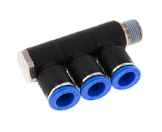 12mm x R3/8'' 3-way Manifold Messing/PA 66 Insteekfitting Buitendraad Draaibaar NBR