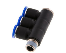 12mm x R3/8'' 3-way Manifold Messing/PA 66 Insteekfitting Buitendraad Draaibaar NBR