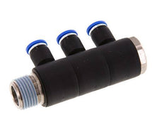 8mm x R1/2'' 3-way Manifold Messing/PA 66 Insteekfitting Buitendraad Draaibaar NBR