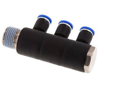 8mm x R1/2'' 3-way Manifold Messing/PA 66 Insteekfitting Buitendraad Draaibaar NBR