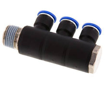 10mm x R1/2'' 3-way Manifold Messing/PA 66 Insteekfitting Buitendraad Draaibaar NBR
