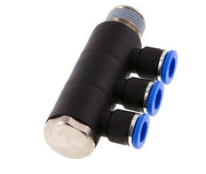 10mm x R1/2'' 3-way Manifold Messing/PA 66 Insteekfitting Buitendraad Draaibaar NBR