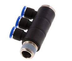 10mm x R1/2'' 3-way Manifold Messing/PA 66 Insteekfitting Buitendraad Draaibaar NBR
