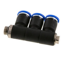 8mm x G1/8'' 3-way Manifold Messing/PA 66 Insteekfitting Buitendraad Draaibaar NBR