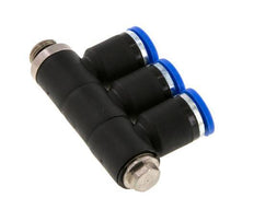 8mm x G1/8'' 3-way Manifold Messing/PA 66 Insteekfitting Buitendraad Draaibaar NBR