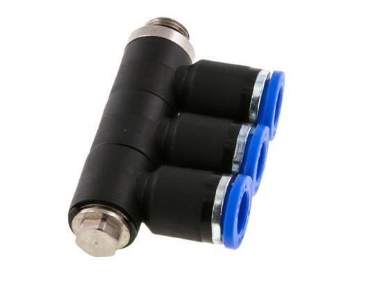 8mm x G1/8'' 3-way Manifold Messing/PA 66 Insteekfitting Buitendraad Draaibaar NBR