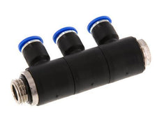6mm x G1/4'' 3-way Manifold Messing/PA 66 Insteekfitting Buitendraad Draaibaar NBR