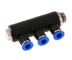 6mm x G1/4'' 3-way Manifold Messing/PA 66 Insteekfitting Buitendraad Draaibaar NBR