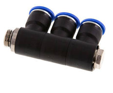 10mm x G1/4'' 3-way Manifold Messing/PA 66 Insteekfitting Buitendraad Draaibaar NBR