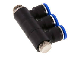10mm x G1/4'' 3-way Manifold Messing/PA 66 Insteekfitting Buitendraad Draaibaar NBR