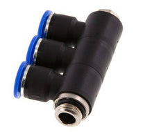 10mm x G1/4'' 3-way Manifold Messing/PA 66 Insteekfitting Buitendraad Draaibaar NBR